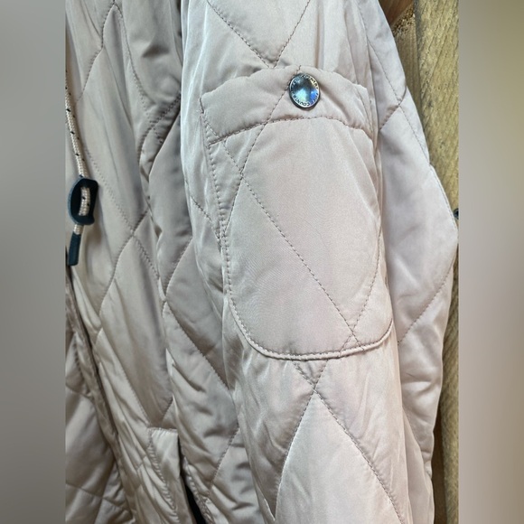 Free Country Quilted Jacket L Pink Hood Sherpa Zip Button Pockets - Picture 2 of 12